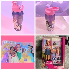 Disney Pink & Purple Princess Water Bottle and Accessories Set